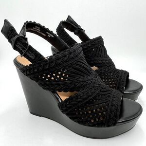 New Torrid Black Crochet Cage Platform Wedge - Size 8W